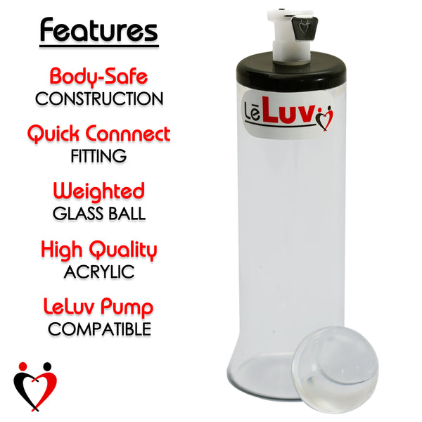 LeLuv Foreskin Restoration Cylinder with QC Quick Connect & Weighted Glass Ball for Gentle Tissue Expansion 