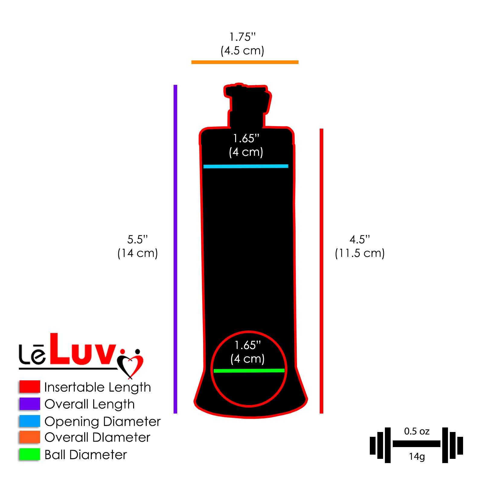 LeLuv Foreskin Restoration Cylinder with QC Quick Connect & Weighted G