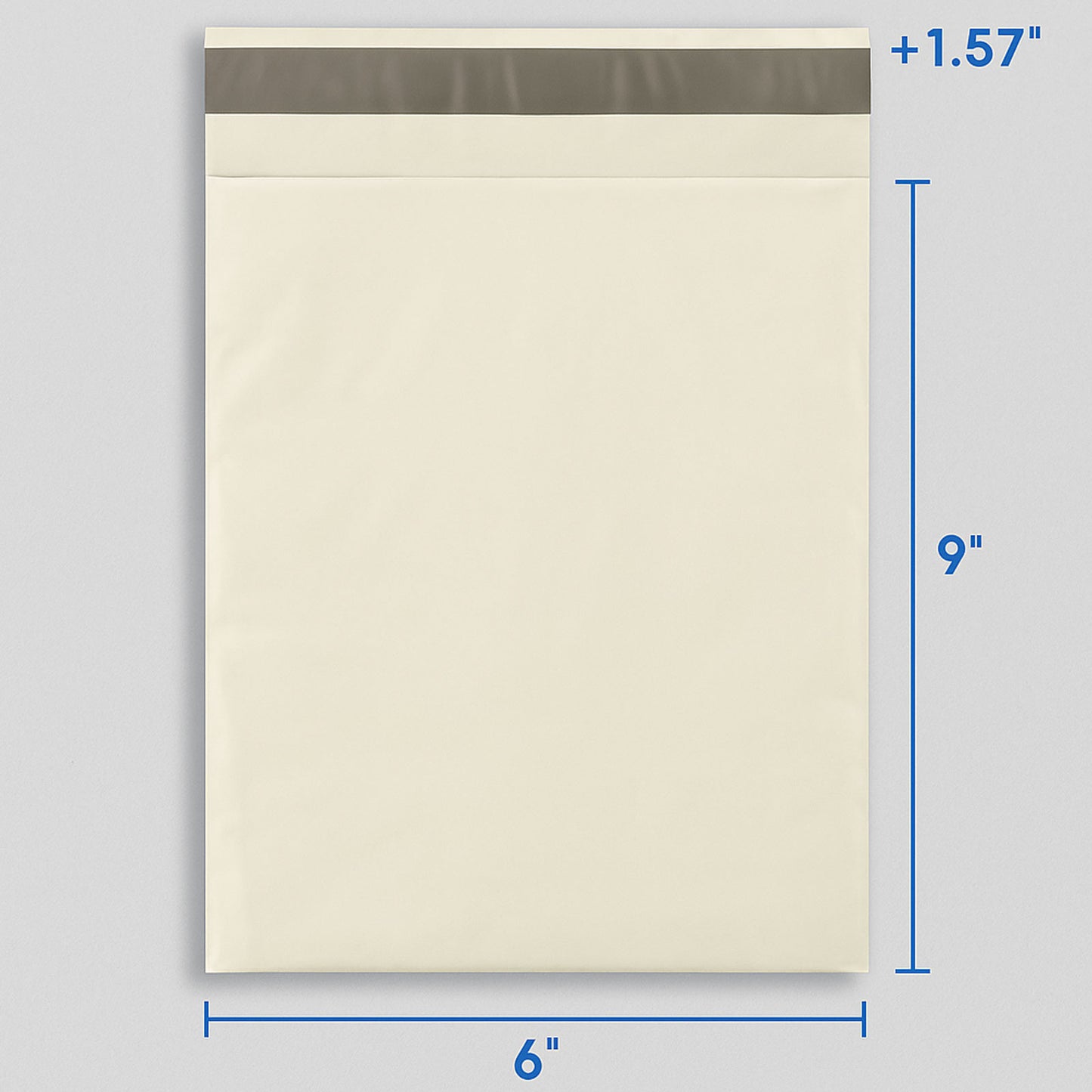 4Stuff™ Off White Poly Mailer 6x9 +1.57" Flap 60 Micron Thick - Pack of 1000/2000 Shipping Envelopes for Small Items, Non-Padded Lightweight Packaging Bags