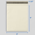 4Stuff™ Off White Poly Mailer 6x9 +1.57" Flap 60 Micron Thick - Pack of 1000/2000 Shipping Envelopes for Small Items, Non-Padded Lightweight Packaging Bags