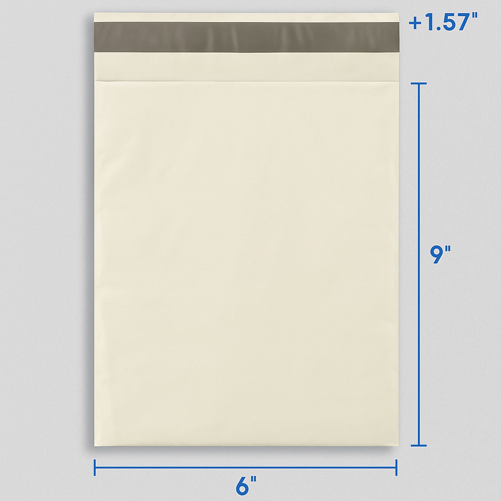 4Stuff™ Off White Poly Mailer 6x9 +1.57" Flap 60 Micron Thick - Pack of 1000/2000 Shipping Envelopes for Small Items, Non-Padded Lightweight Packaging Bags