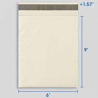 4Stuff™ Off White Poly Mailer 6x9 +1.57" Flap 60 Micron Thick - Pack of 1000/2000 Shipping Envelopes for Small Items, Non-Padded Lightweight Packaging Bags