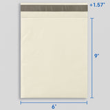 4Stuff™ Off White Poly Mailer 6x9 +1.57" Flap 60 Micron Thick - Pack of 1000/2000 Shipping Envelopes for Small Items, Non-Padded Lightweight Packaging Bags