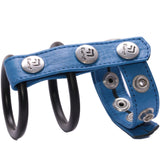 Eyro Gates of hell 3-Snap Blue Leather Adjustable Strap with 3-Snap Ring Holder with 2 Blue rings