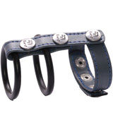 Eyro Gates of hell 3-Snap Gray Leather Adjustable Strap with 3-Snap Ring Holder with 2 Silver rings