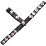 LeLuv Eyro Leather Gates of Hell - 3 - Snap and 5 - Snap Leather Adjustable Cock Strap with Dual Penis Ring Holder