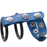 Eyro Gates of hell 5-Snap Blue Leather Adjustable Strap with 3-Snap Ring Holder with 2 Blue rings