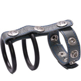 Eyro Gates of hell 5-Snap Gray Leather Adjustable Strap with 3-Snap Ring Holder with Silver 2 rings