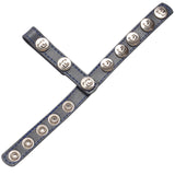 LeLuv Eyro Leather Gates of Hell - 3 - Snap and 5 - Snap Leather Adjustable Cock Strap with Dual Penis Ring Holder