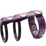Eyro Gates of hell 5-Snap Purple Leather Adjustable Strap with 3-Snap Ring Holder with Purple 2 rings