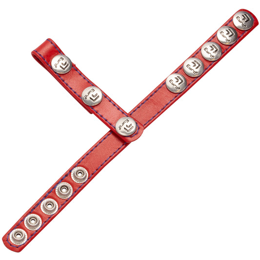 Eyro Leather Gates of Hell - 3 - Snap and 5 - Snap Leather Adjustable Cock Strap with Dual Penis Ring Holder