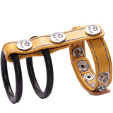 Eyro Gates of hell 5-Snap Yellow Leather Adjustable Strap with 3-Snap Ring Holder with 2 Blue rings