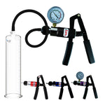 Primo Pro+ Handle Penis Pump + Gauge, Silicone Hose | Round Flange Cylinder | No Accessories 