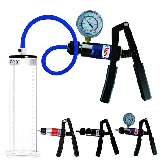 Primo Pro+ Handle Penis Pump + Gauge, Silicone Hose | Wide Flange Cylinder