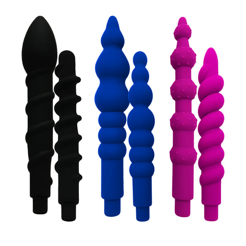 LeLuv Replacement Rosebud Silicone Plugs | Med | Large  | Black | Blue