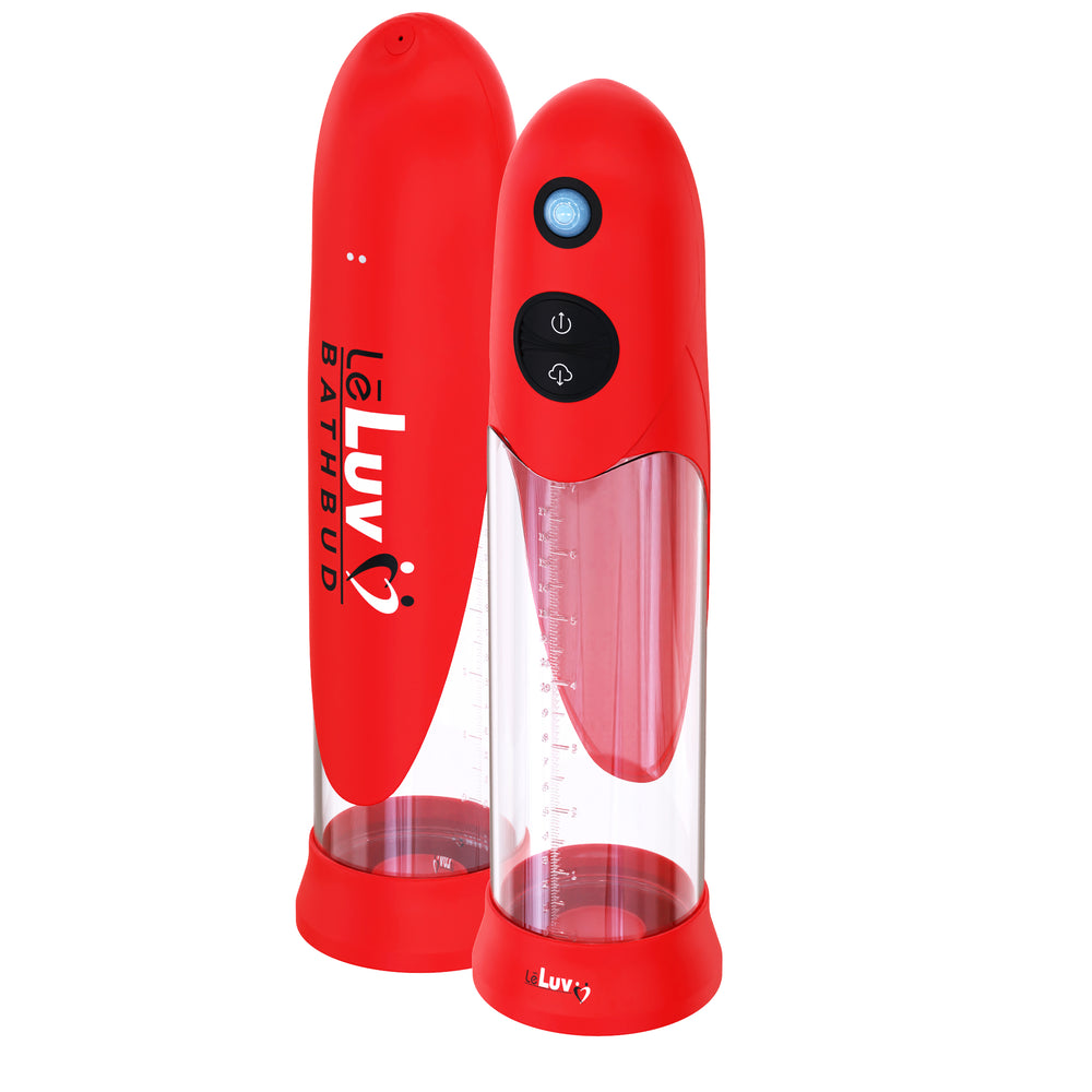 LeLuv BathBud Waterproof Electric Penis Pump - Hydro & Air Vacuum Pumps with Comfort Silicone Sleeve for Firm Erections, Stamina Training, 3 Power Levels, Rechargeable & Fully Submersible