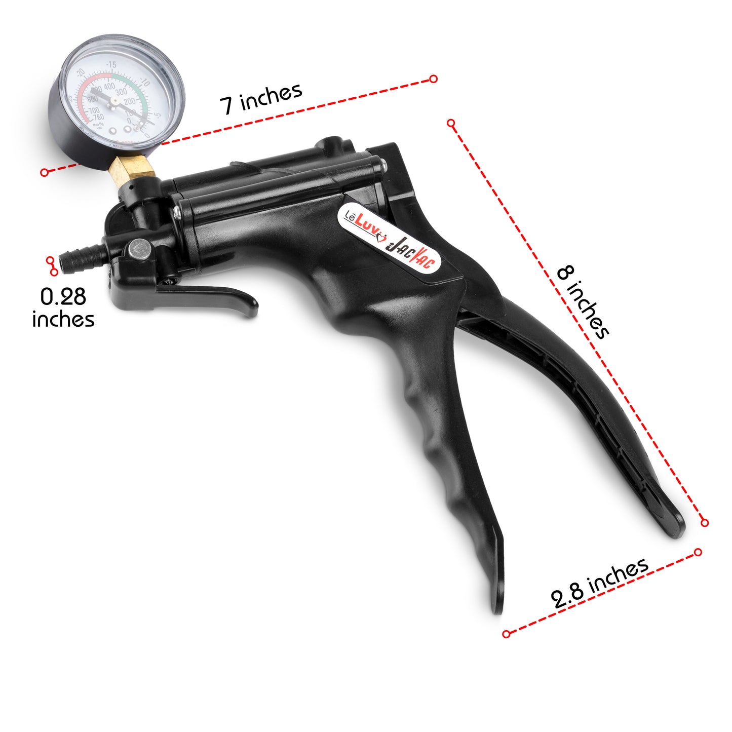 LeLuv JacVac Penis Pump - Swivel Handle + Gauge - 9" Thick Wall, No Flange Cylinder