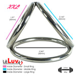 Leluv Triple Loop Cock & Ball Rings Stainless Steel CBT Bondage