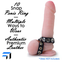 LeLuv Eyro Leather Cock Strap with Stainless Snaps