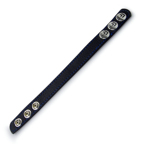 LeLuv Eyro Leather Cock Strap with Stainless Snaps