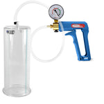 Maxi Blue Handle Clear Hose | Penis Pump + Gauge | 9" x 3.50" Cylinder