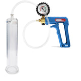 Maxi Blue Handle Clear Hose | Penis Pump + Protected Gauge | 9" x 1.65" Cylinder