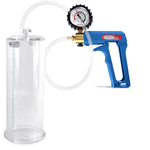 Maxi Blue Handle Clear Hose | Penis Pump + Protected Gauge | 9" x 3.25"