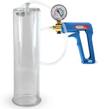 Maxi Blue Handle Clear Hose | Penis Pump + Gauge | 12" x 3.25" Cylinder