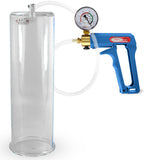 Maxi Blue Handle Clear Hose | Penis Pump + Gauge | 12" x 3.70" Cylinder