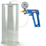 Maxi Blue Handle Clear Hose | Penis Pump + Gauge | 12" x 5.00" Cylinder