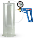 Maxi Blue Handle Clear Hose | Penis Pump + Protected Gauge | 12" x 4.50" Cylinder