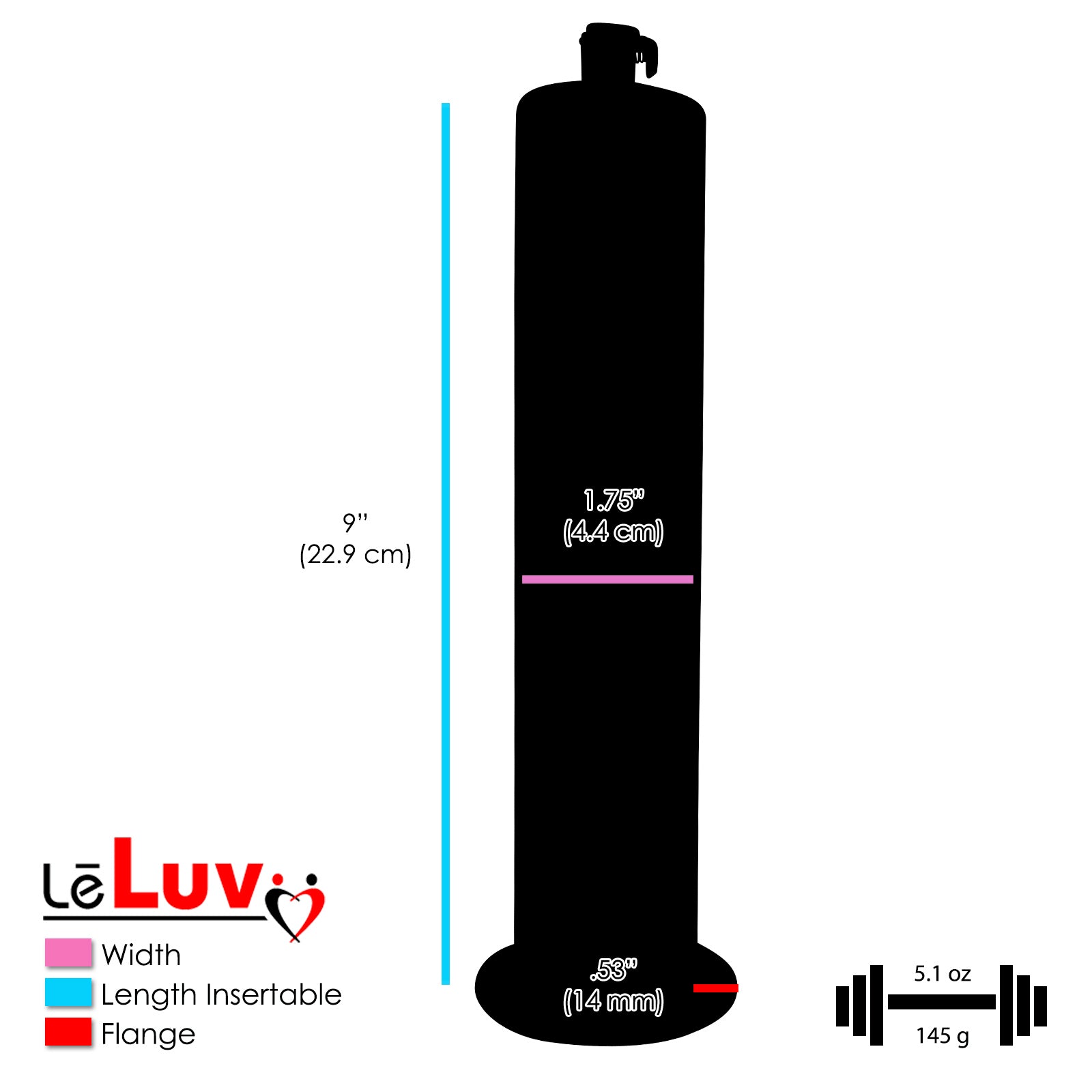 Ultima BLACK Penis Pump 9" WIDE FLANGE - Choose Cylinder Diameter