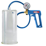 Maxi Blue Handle Silicone Hose | Penis Pump + Gauge | 9" x 4.10" Cylinder
