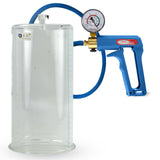 Maxi Blue Handle Silicone Hose | Penis Pump + Gauge | 9" x 4.50" Cylinder