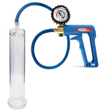 Maxi Blue Handle Silicone Hose | Penis Pump + Protected Gauge | 9" x 1.65" Cylinder