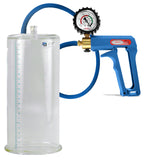 Maxi Blue Handle Silicone Hose | Penis Pump + Protected Gauge | 9" x 4.10" Cylinder