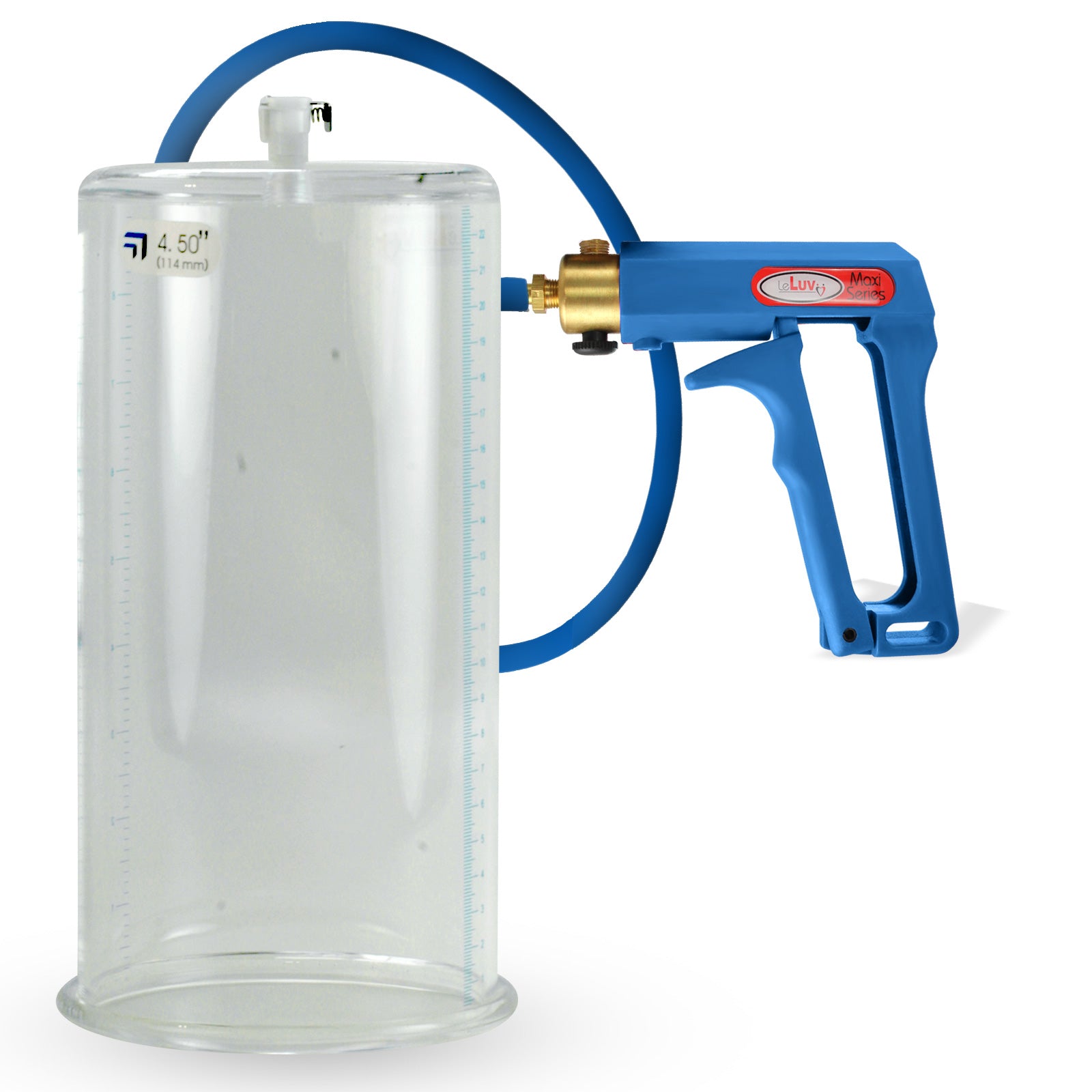 Maxi Blue Handle Silicone Hose | Penis Pump | 9" x 4.50" Cylinder