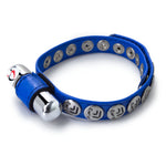 Eyro Vibrating Blue Leather Cock Ring 10 Snap Adjustable Strap Clitoral Vibe Penis Sex