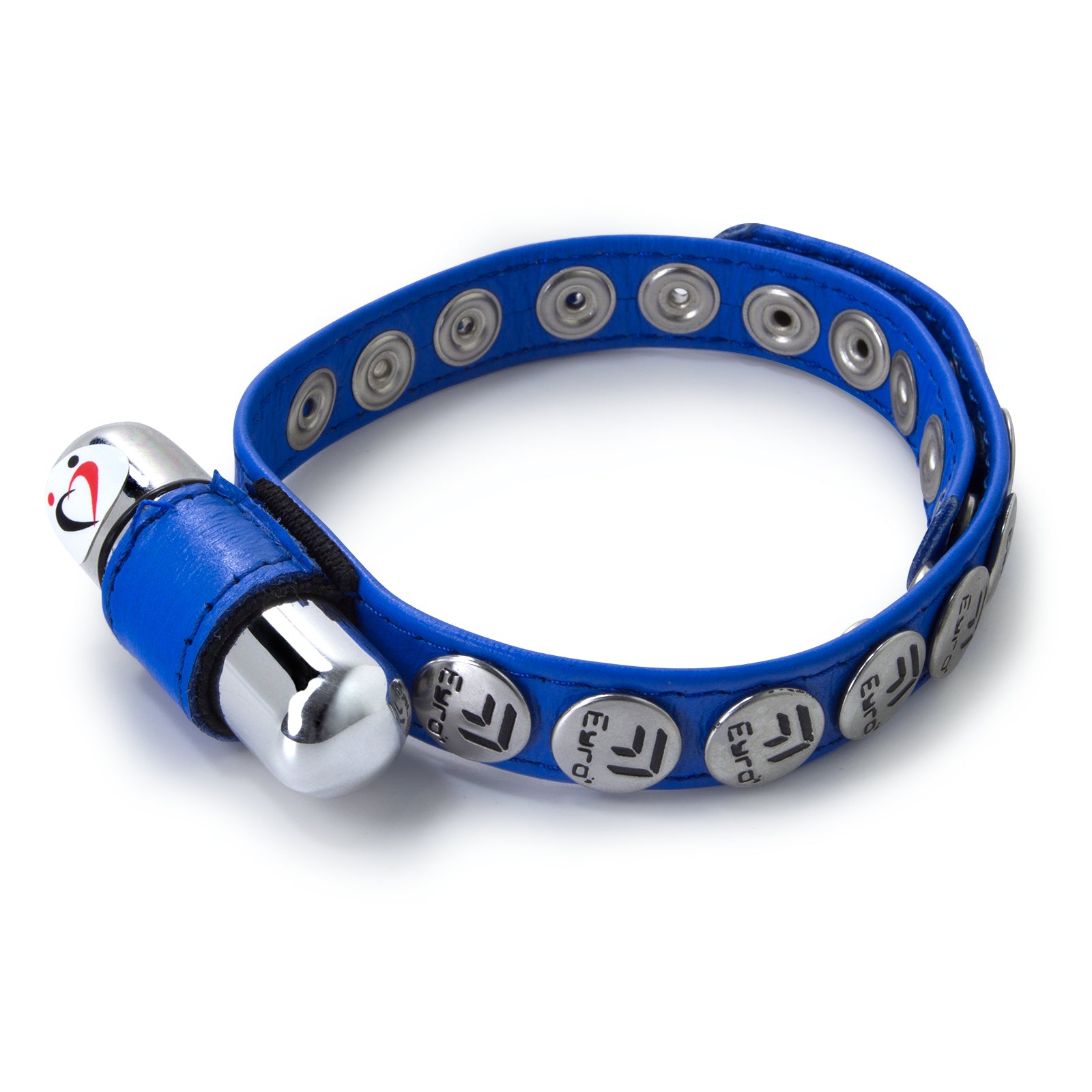 Eyro Vibrating Blue Leather Cock Ring 10 Snap Adjustable Strap Clitoral Vibe Penis Sex