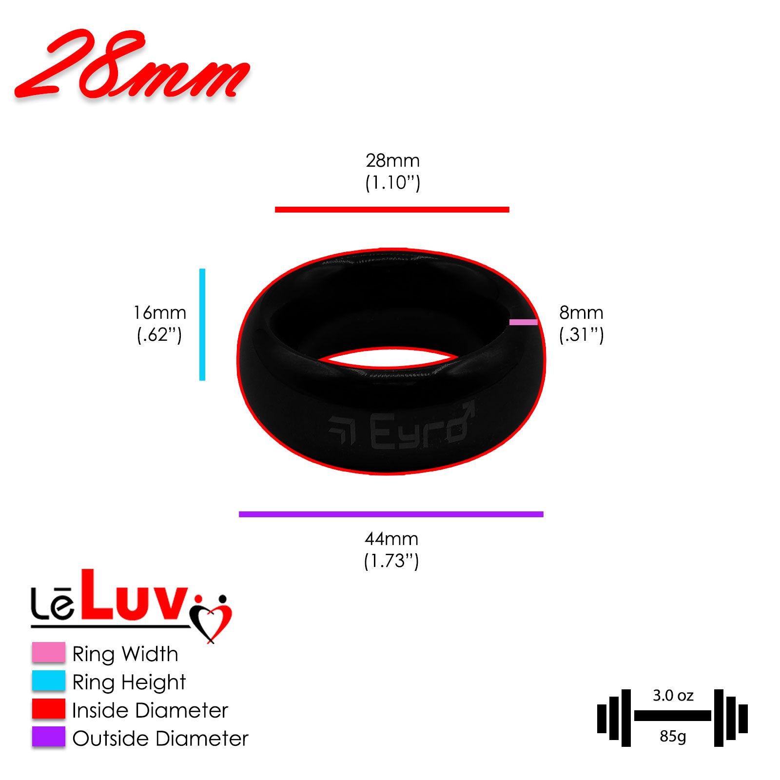 LeLuv Donut Glans/Cock Rings | Polished or Coated Stainless Steel | 20mm-66mm Inner Diameters