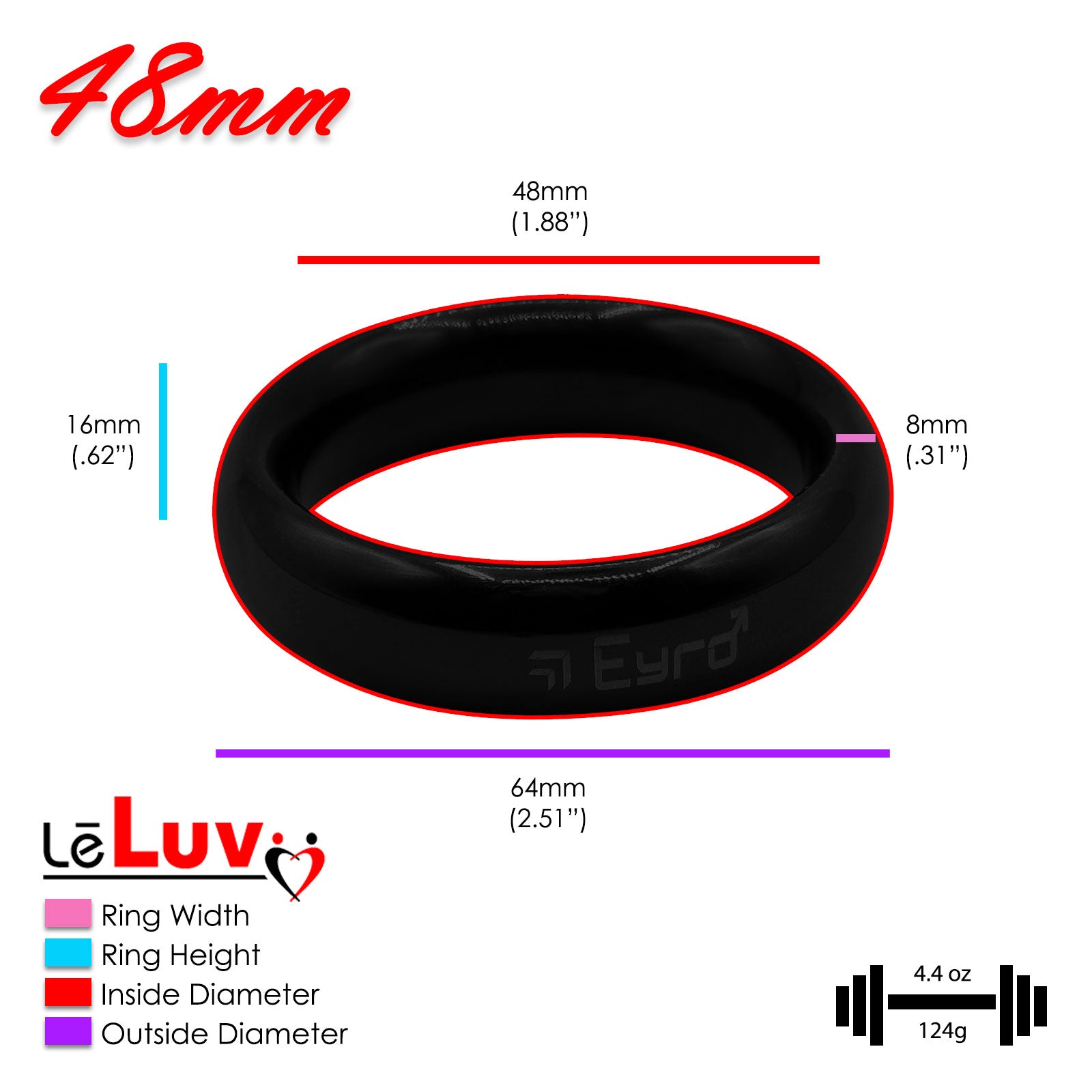 LeLuv Donut Glans/Cock Rings | Polished or Coated Stainless Steel | 20mm-66mm Inner Diameters