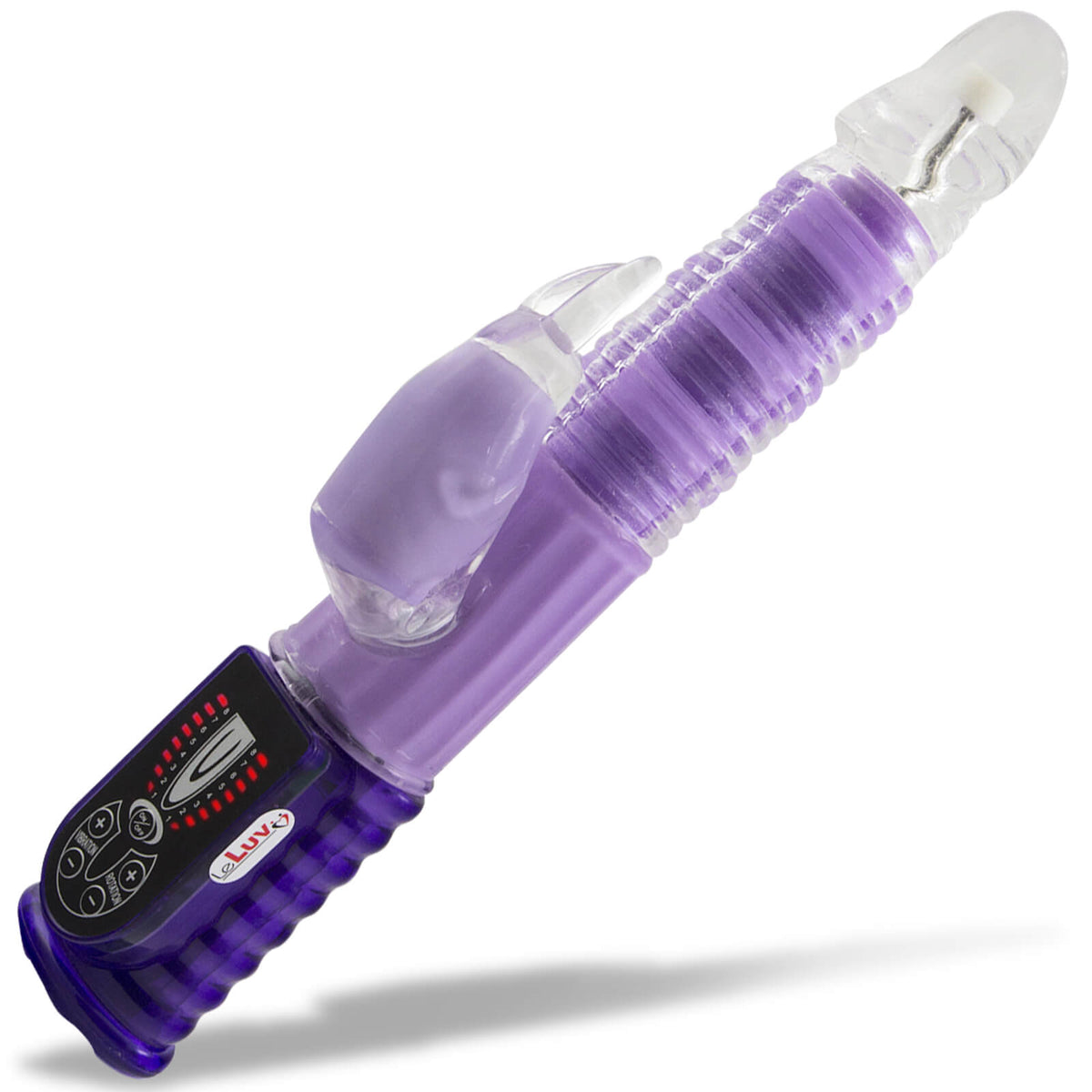 LeLuv 64 Combo Wave Action 10.5" Rabbit Vibrator Dildo Relaxing Throbbing Thrust Purple