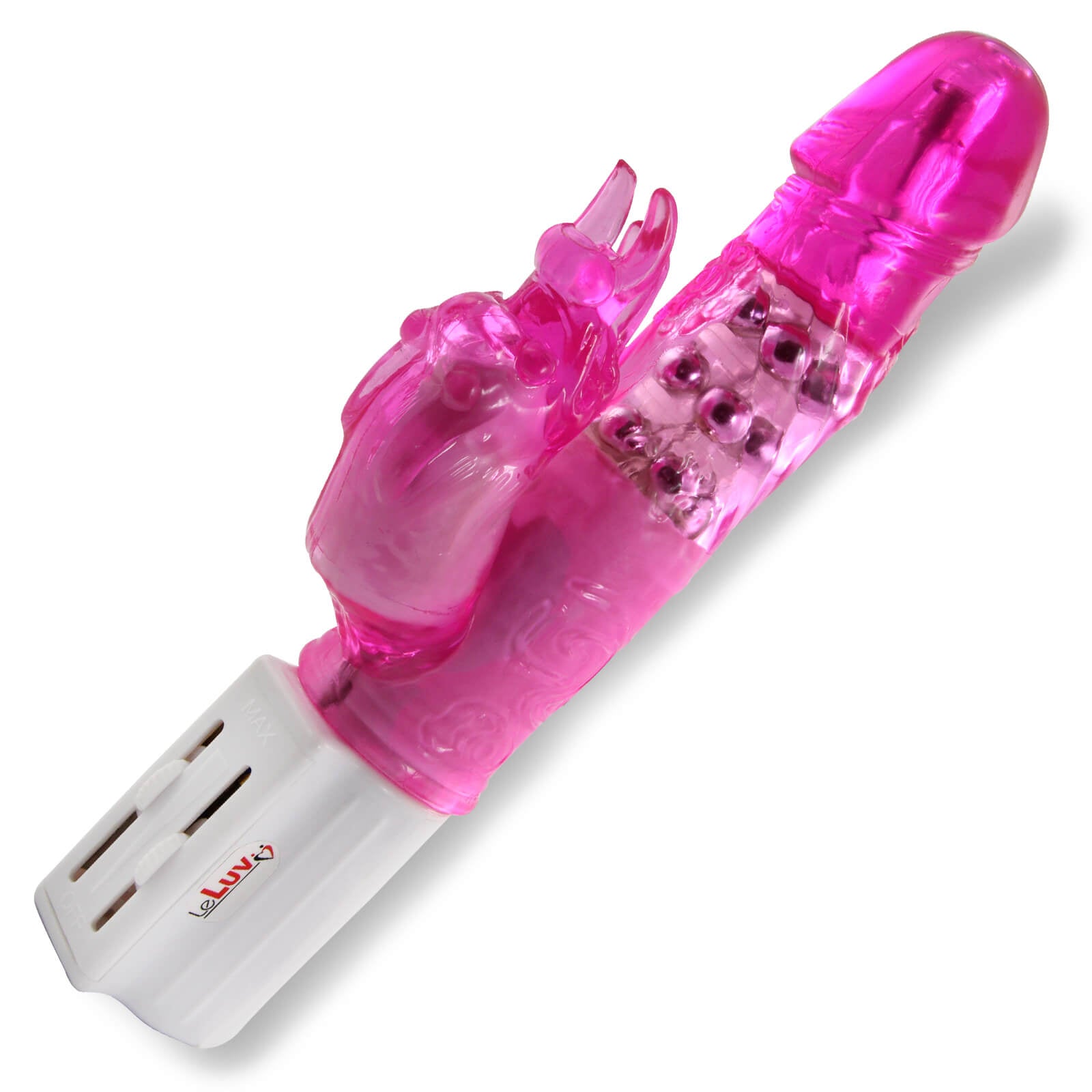 Smooth 9" Rotating Dragon Vibrator Rabbit Clitoral Beads Throb Quiet Slide Pink