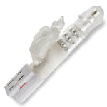Smooth 9" Rotating Dragon Vibrator Rabbit Clitoral Beads Throb Quiet Slide White