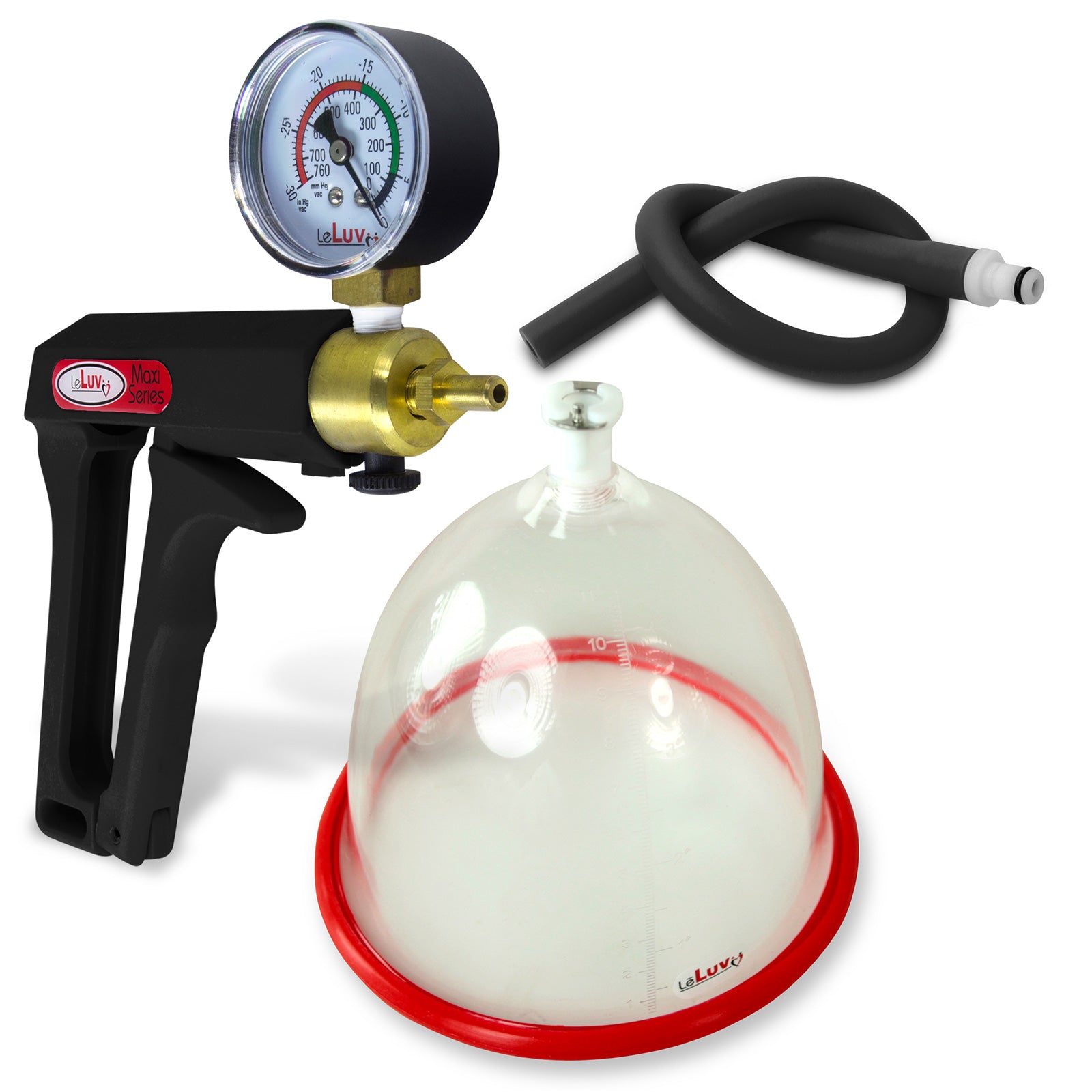 LeLuv MAXI Black + Gauge Breast Pumping Kit Slippery Black Hose SINGLE Large Cup