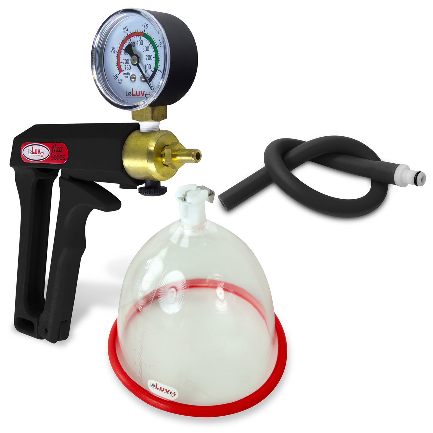 LeLuv MAXI Black + Gauge Breast Pumping Kit Slippery Black Hose SINGLE Medium Cup