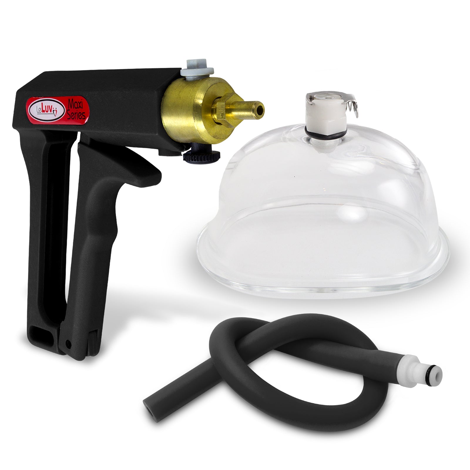 LeLuv MAXI Black Vagina Vacuum Pump with Premium Slippery Hose