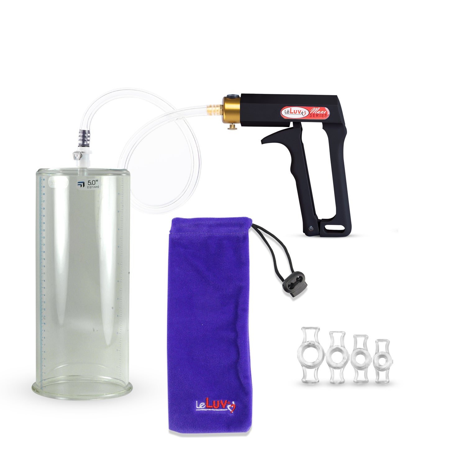 Maxi Black Handle Clear Hose | Penis Pump | 12" x 5.00" Cylinder