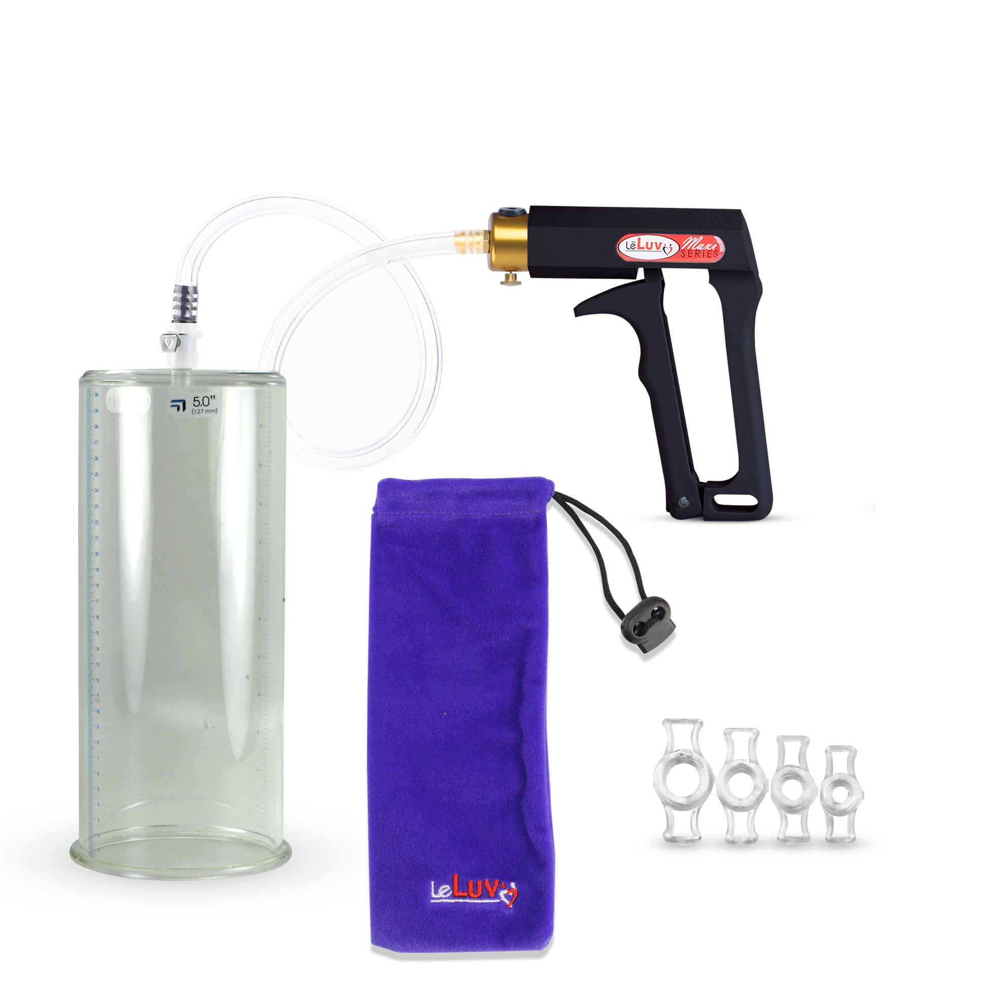 Maxi Black Handle Clear Hose | Penis Pump | 12" x 5.00" Cylinder