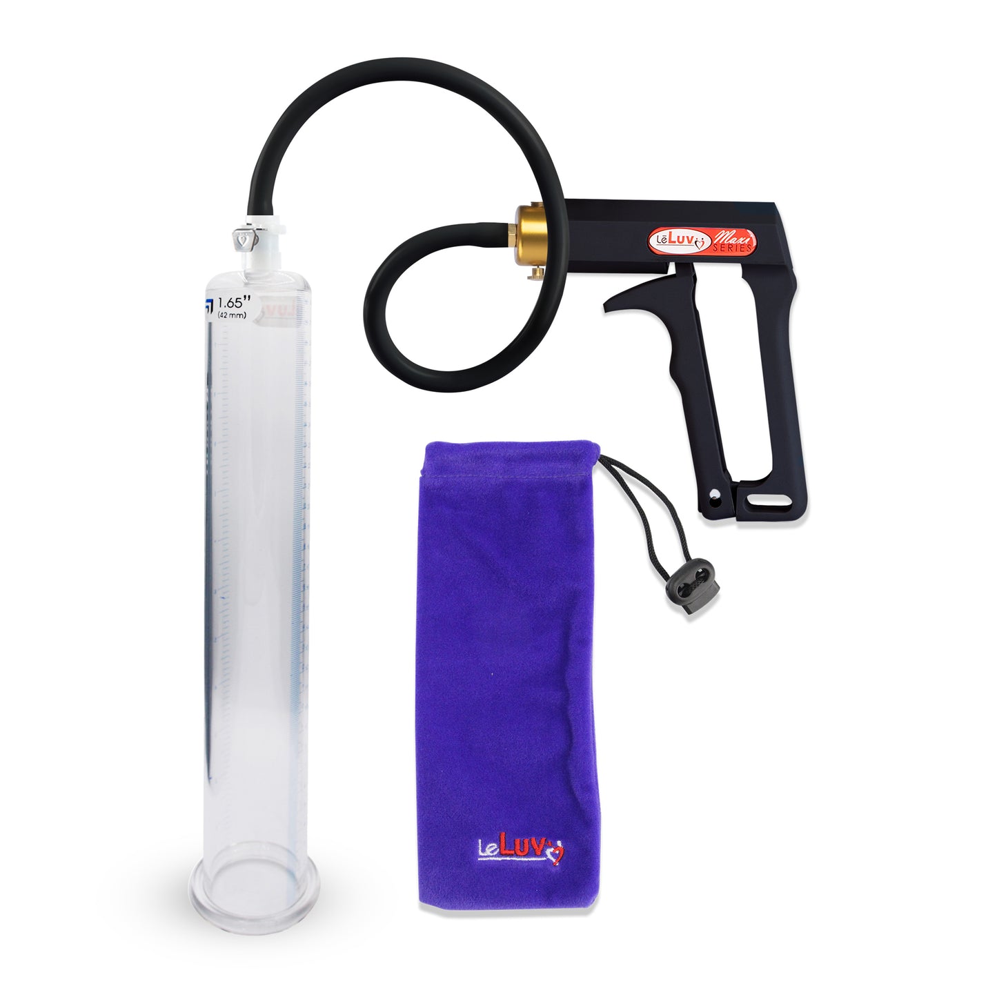 Maxi Black Handle Silicone Hose | Penis Pump | 12" x 1.65" Cylinder
